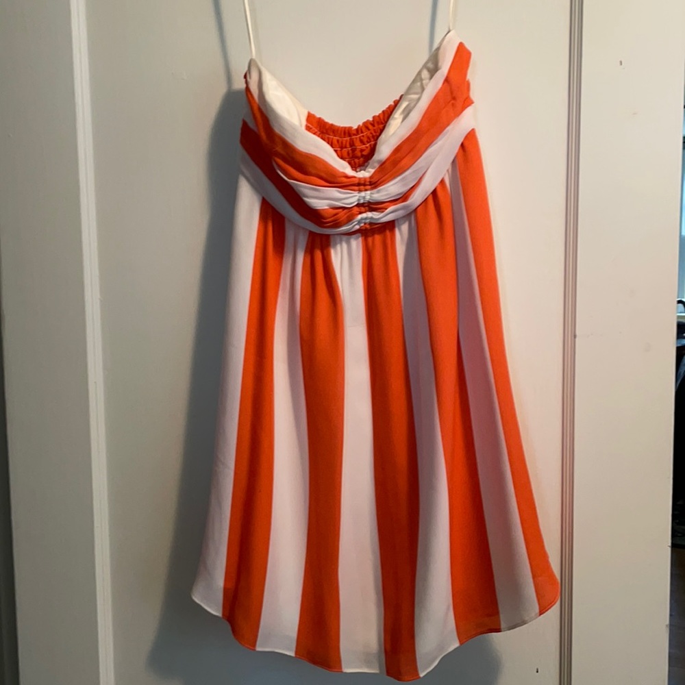 Alice and Olivia Orange and White Mini dress